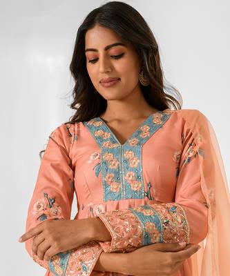 Scarlet Orange Anarkali Suit 4
