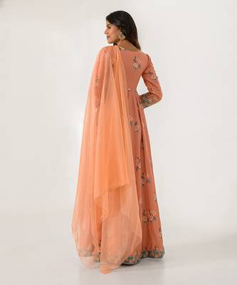 Scarlet Orange Anarkali Suit 6