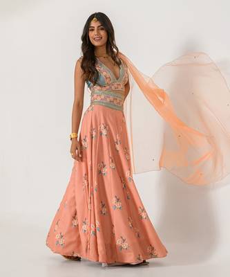Scarlet Orange Kali Lehenga Set 2
