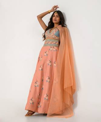 Scarlet Orange Kali Lehenga Set 3