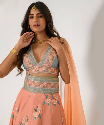 Scarlet Orange Kali Lehenga Set 4