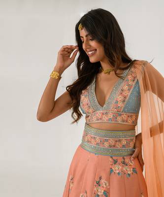 Scarlet Orange Kali Lehenga Set 6
