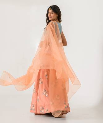 Scarlet Orange Kali Lehenga Set 7
