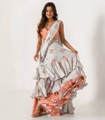 Pista Green Ruffle Saree