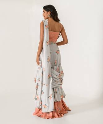 Pista Green Ruffle Saree 6