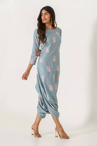 Aqua Blue Dhoti Jumpsuit