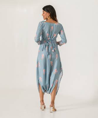 Aqua Blue Dhoti Jumpsuit 4