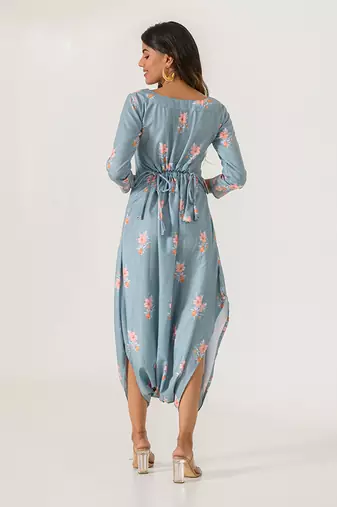 Aqua Blue Dhoti Jumpsuit