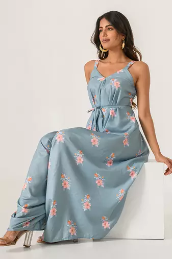 Aqua Blue Palazzo Jumpsuit