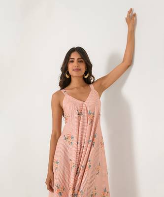 Scarlet Orange Striped Palazzo Jumpsuit 4