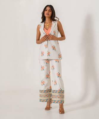 Pista Green Striped Pant Suit 1
