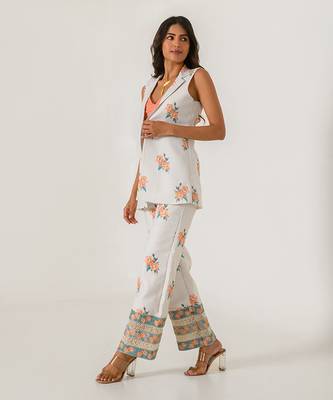Pista Green Striped Pant Suit 4
