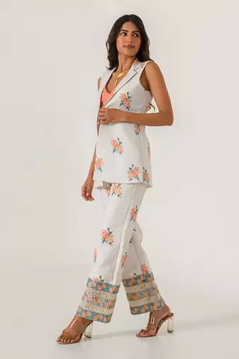 Pista Green Striped Pant Suit