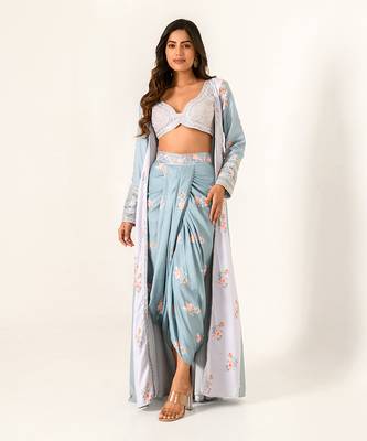 Aqua Blue & Slate Grey Cape Set 1