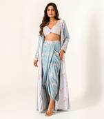 Aqua Blue & Slate Grey Cape Set