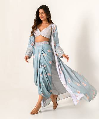 Aqua Blue & Slate Grey Cape Set 2
