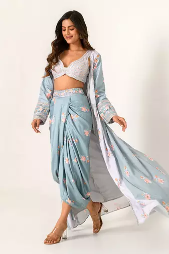 Aqua Blue & Slate Grey Cape Set