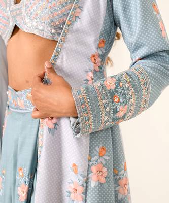Aqua Blue & Slate Grey Cape Set 4