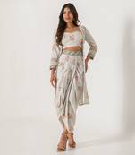 Pista Green Striped Cape Set