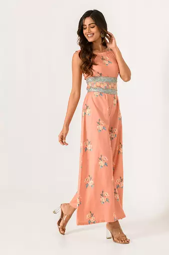 Scarlet Orange Embellished Jumpsuit