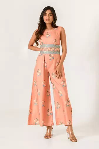 Scarlet Orange Embellished Jumpsuit