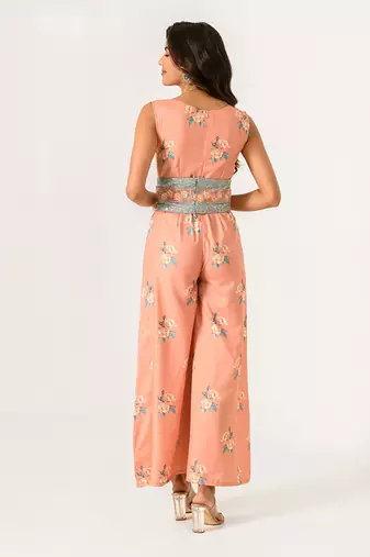 Scarlet Orange Embellished Jumpsuit