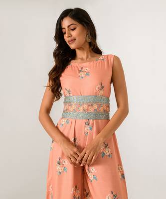 Scarlet Orange Embellished Jumpsuit 5