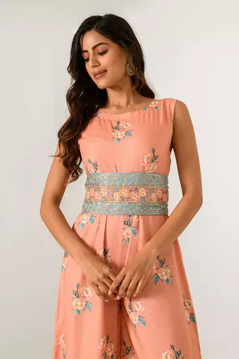 Scarlet Orange Embellished Jumpsuit