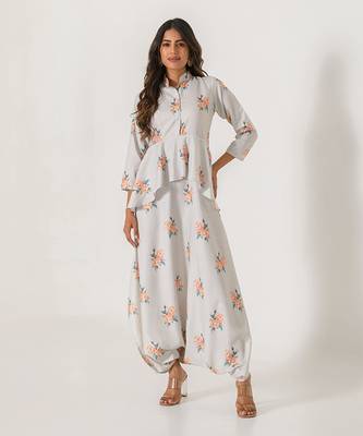 Pista Green Peplum Dhoti Jumpsuit 1
