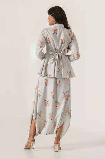 Pista Green Peplum Dhoti Jumpsuit
