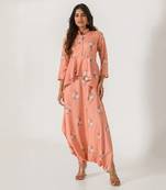 Scarlet Orange Peplum  Dhoti Jumpsuit