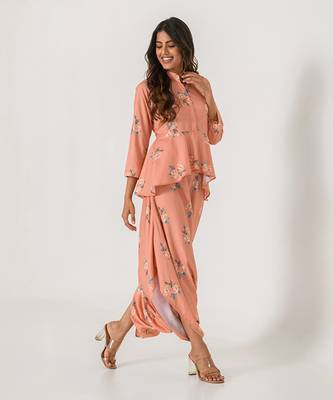 Scarlet Orange Peplum  Dhoti Jumpsuit 2