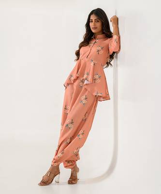 Scarlet Orange Peplum  Dhoti Jumpsuit 3