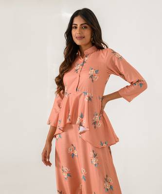 Scarlet Orange Peplum  Dhoti Jumpsuit 4