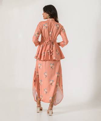 Scarlet Orange Peplum  Dhoti Jumpsuit 5