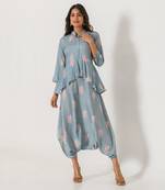 Aqua Blue Peplum Dhoti Jumpsuit