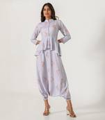 Slate Grey Peplum Dhoti Jumpsuit