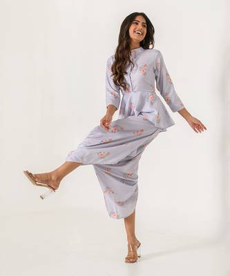 Slate Grey Peplum Dhoti Jumpsuit 2