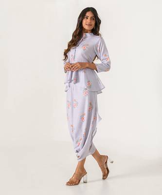 Slate Grey Peplum Dhoti Jumpsuit 3