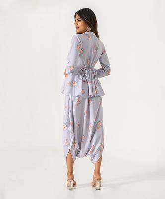 Slate Grey Peplum Dhoti Jumpsuit 4