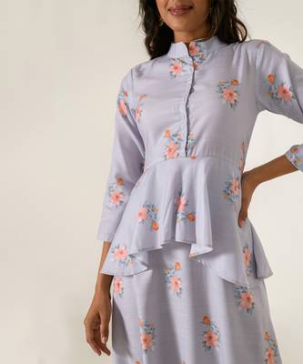 Slate Grey Peplum Dhoti Jumpsuit 5