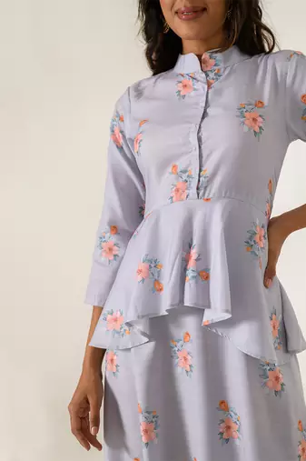 Slate Grey Peplum Dhoti Jumpsuit