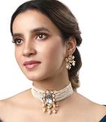 Gold & Pearly White Necklace Set