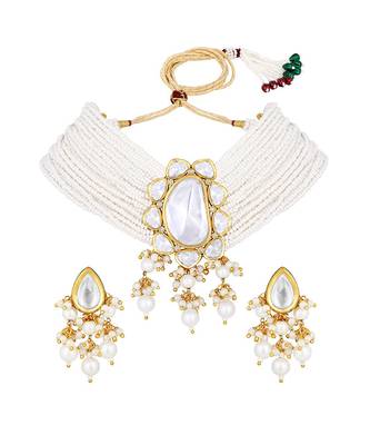 Gold & Pearly White Necklace Set 2