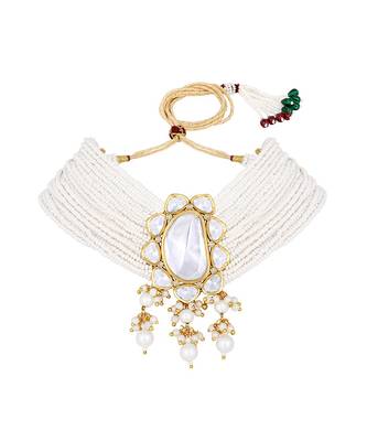 Gold & Pearly White Necklace Set 3