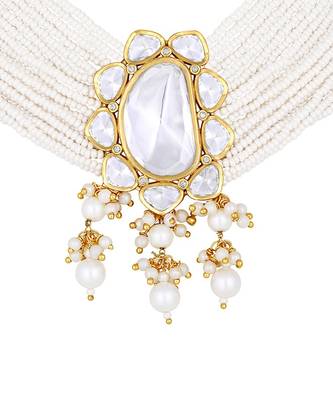 Gold & Pearly White Necklace Set 4