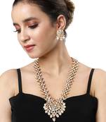 Micro Gold Finish Kundan Long Necklace Set