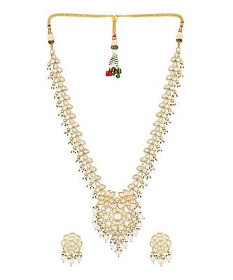 Micro Gold Finish Kundan Long Necklace Set 2