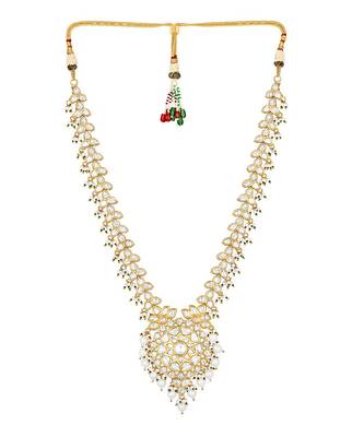 Micro Gold Finish Kundan Long Necklace Set 3