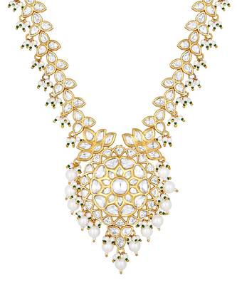 Micro Gold Finish Kundan Long Necklace Set 4